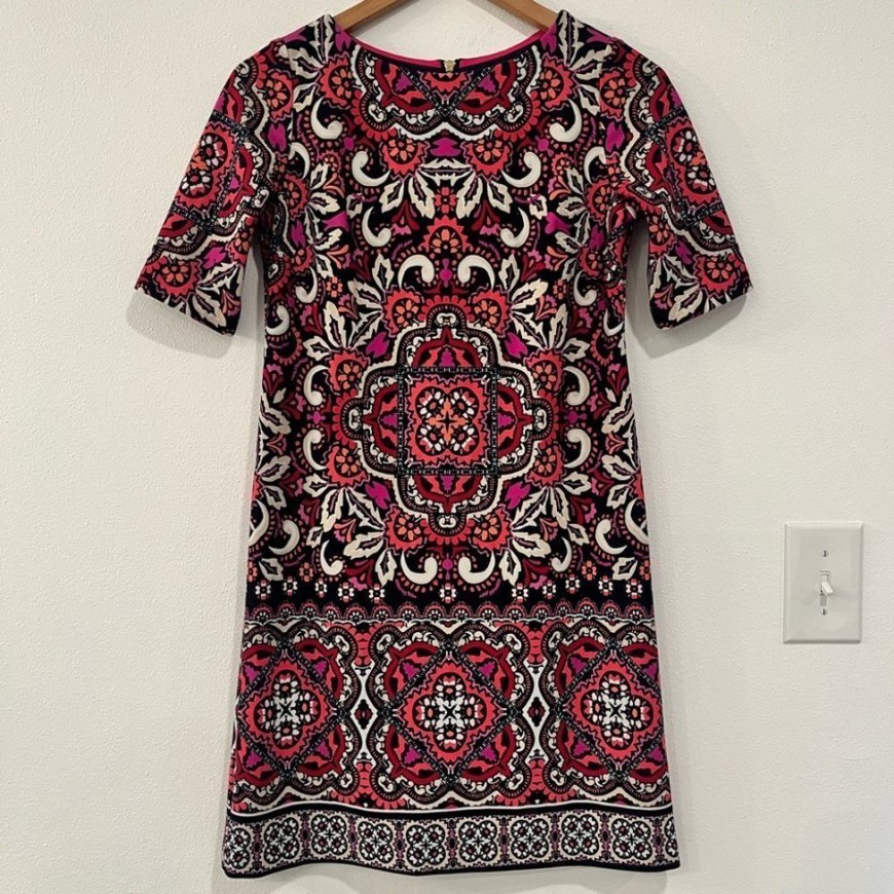 ELIZA J vibrant damask print sheath mini dress with back zipper size 2 petite - Picture 10 of 11